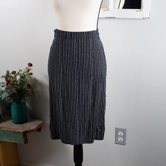Madewell Black White Stripe Skirt - Slits - Size 0 - Picture 1 of 7
